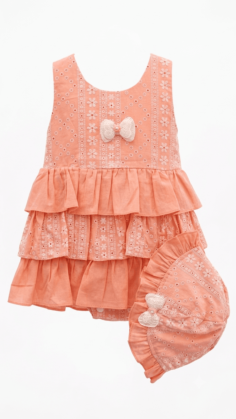 Vestido Durazno con Olanes - Artículos para bebé en Riohacha